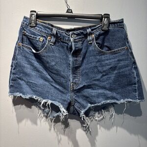 Levi's 501 Original Fit High Rise Jean Shorts Button Fly Dark Wash Women's SZ 33